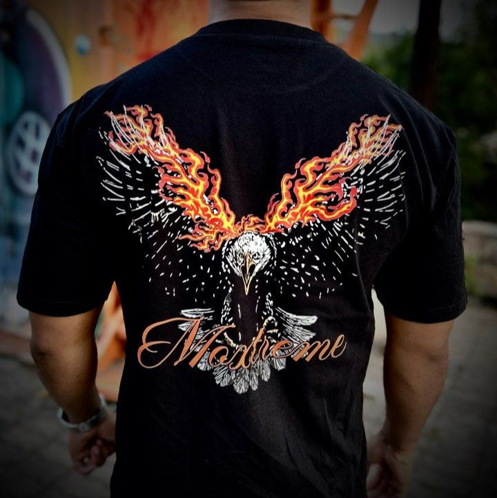 Camisa Oversized Preta | Moxtreme Águia Flamejante