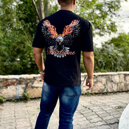 Camisa Oversized Preta | Moxtreme Águia Flamejante