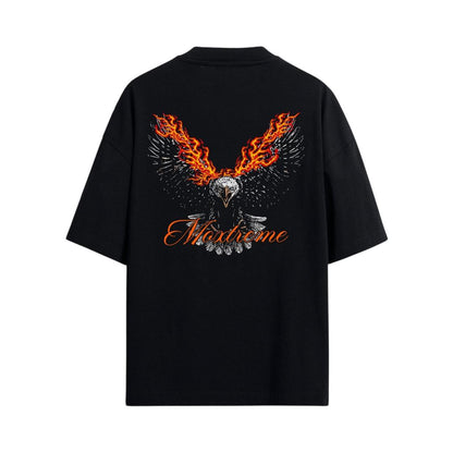 Camisa Oversized Preta | Moxtreme Águia Flamejante