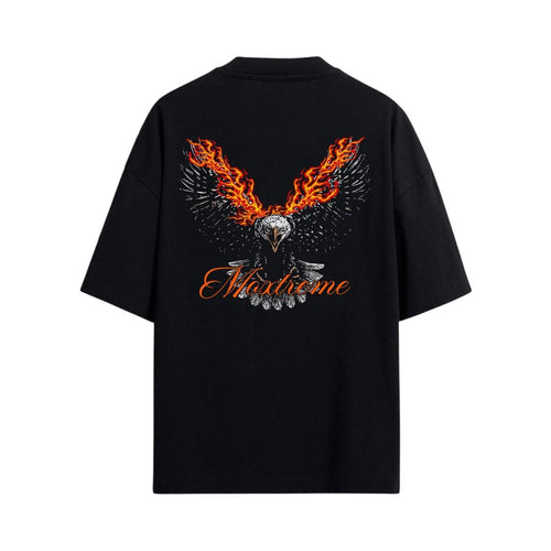 Camisa Oversized Preta | Moxtreme Águia Flamejante