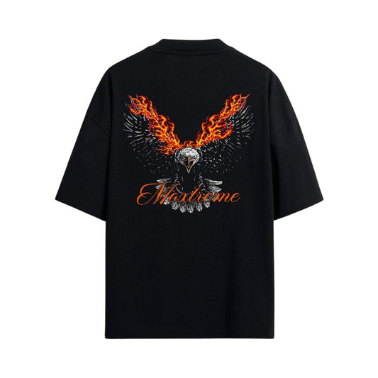 Camisa Oversized Preta | Moxtreme Águia Flamejante